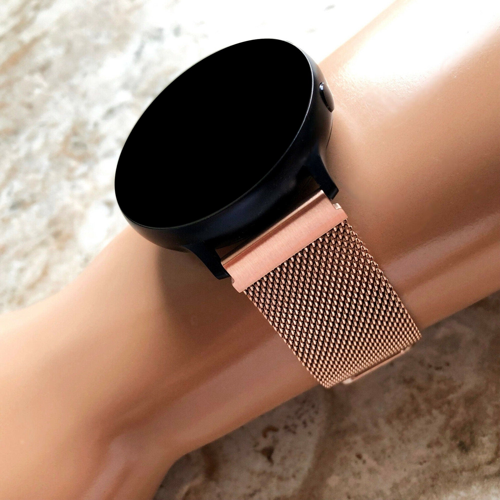 Google Pixel Watch 3 2 1 41mm Band Rose Gold Color Stainless Steel Strap Adjustable Milanese Bracelet Fashion Accessory Tech Jewelry B20-A